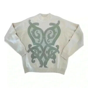 ITALIAN DESIGNER UMBERTO BILANCIONI Wool Sweater Leather Detailing IT 52